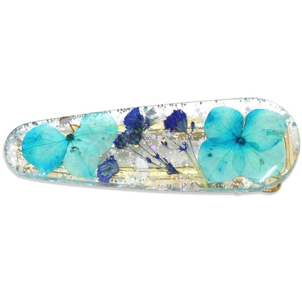 Blue Pressed Florals Hair Clip